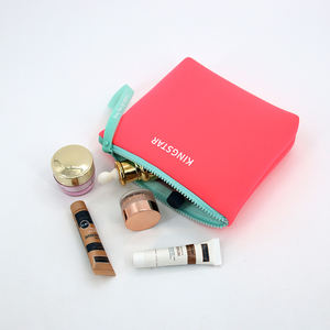 Mini Portable rose chaud été voyage femmes beauté pochette à glissière logo personnalisé gonflé néoprène trousse de maquillage étanche trousse de toilette - Product Image 2