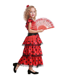 Robes de <span class=keywords><strong>danseuse</strong></span> <span class=keywords><strong>flamenco</strong></span> espagnole pour enfants pour Halloween, <span class=keywords><strong>costume</strong></span> de déguisement en polyester en stock - Product Image 2