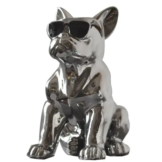 Indoor Animal Metal Statue Edelstahl Bulldogge Skulptur für Home Decoration