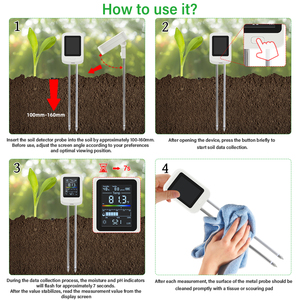 Medidor de prueba de suelo integral 6 en 1 | Monitoreo de PH, humedad, fertilidad, temperatura, luz y humedad para jardines y plantas - Product Image 5
