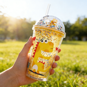 Vaso Infantil de 480 ml con Pajita y Diseño de Dinosaurio - Regreso a Clases, Apto para Lavavajillas y Ecológico - Product Image 5