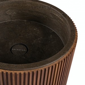 Salvatatori Adda moderno lavello Freestanding in legno a costine di pietra naturale materiale in resina per bagno Hotel uso ovale lavaggio a mano - Product Image 2