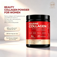 Poudre de collagène beauté pour femmes, collagène marin avec acide hyaluronique, étiquette privée OEM, 200g
