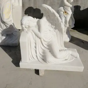 Figura de monumento Tombstone Epitaph Lápida Mármol Arrodillándose Llorando Cementerio Piedra Triste Ángel Llorón Estatua Escultura