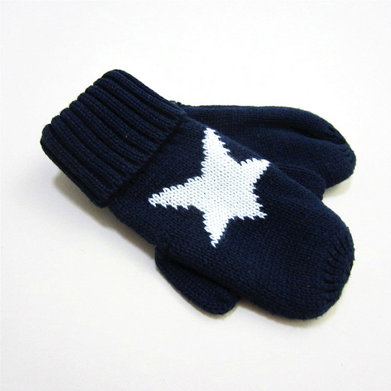 Горячая Распродажа, индивидуальные зимние женские вязаные акриловые перчатки с принтом звезд