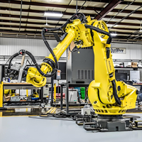 Cutter laser à fibre pour bras robotique FANUC avec technologie collaborative CRX Cobot pour la découpe automatique de métaux en 3D dans les petites ateliers