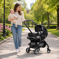 Poussettes pliantes pour bébés S366 personnalisées OEM avec poignée réglable, luxe, avec cadre détachable, sièges auto et roues universelles