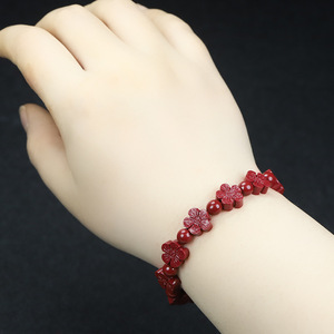 Bracelet Feng Shui Daisy pour femmes, véritable cinabre naturel, bracelet perlé à fleurs <span class=keywords><strong>de</strong></span> prunier pour <span class=keywords><strong>la</strong></span> <span class=keywords><strong>chance</strong></span> et <span class=keywords><strong>la</strong></span> prospérité - Product Image 3