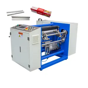 Çin fabrika sıcak satış küçük manuel geriye sarma makinası yarı otomatik alüminyum folyo rulo kesme geriye sarma makinası