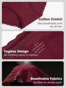 Slip da <span class=keywords><strong>Donna</strong></span> a Vita Alta in Morbido Cotone, Doppio Strato, con Pizzo Lavorato a Maglia, Orlo in Pizzo Ondulato, Tinta Unita, Traspirante - Product Image 5