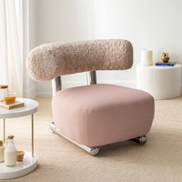 Fauteuil d'appoint Sled Base, style crème, luxe vintage, rembourré en peluche, en polaire Teddy, canapé simple de détente pour salon