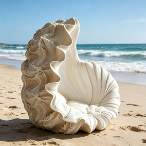 Poltrona a Forma di Conchiglia Gigante, Design Artistico di Lusso, Lettino a Forma di Conchiglia Marina, Arredamento per Soggiorno, Hotel, Matrimoni ed Eventi - Product Image 4