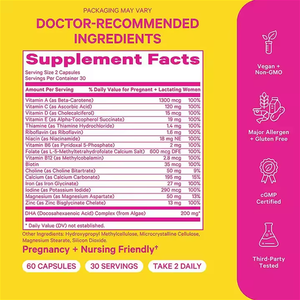 แคปซูลกรดโฟลิกสำหรับมังสวิรัติวิตามินบีซีดีโอเมก้า3อาหารเสริมอาหารเสริมก่อนคลอดทุกวันสนับสนุนวิตามิน - Product Image 6