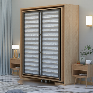 Cama Murphy Oculta en la Pared con Armario y Estantería, Diseño Moderno, Tamaño <span class=keywords><strong>Queen</strong></span>, Plegable, Giratoria, con Marco de Madera - Product Image 4