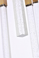 Lustre de luxe en laiton antique pour villa, design moderne, grand carré, avec bandes de cristaux K9 et pendentif en acier inoxydable