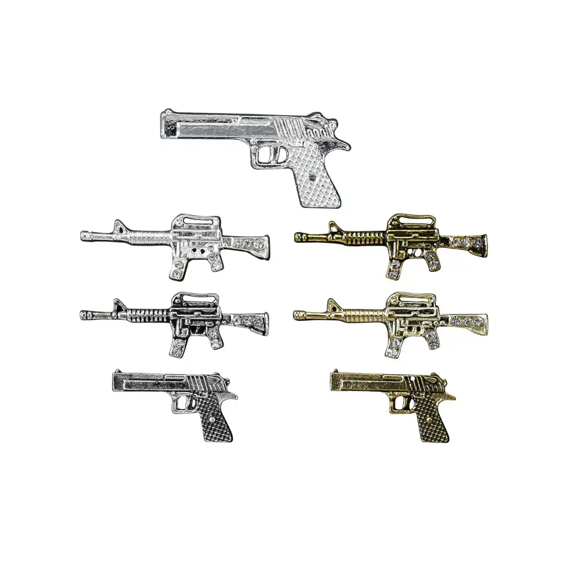 Wholesale Newest Gun Shape Nail Charms Weapon Pistol Nail Design Jewelry for DIY Nail Supplies