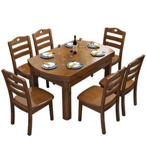 Nhà hàng khách sạn hiện đại bàn ăn gỗ rắn Đồ nội thất phòng khách tối giản Trung Quốc vuông và bàn tròn hai mục đích - Product Image 6