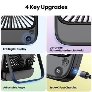 พัดลมตั้งโต๊ะ TOPK <span class=keywords><strong>K65</strong></span> 2024 ดีไซน์ใหม่ แบตเตอรี่ 2000mAh ปรับแต่งได้ บางเฉียบ พัดลมมินิ USB เงียบ ลมแรง เสียงเบา - Product Image 2