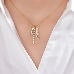 Nomor Liontin Kalung 925 Perak Murni Berlapis Emas 5A CZ Berlian Liontin Huruf Nama Kalung Liontin - Product Image 2