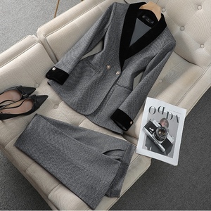 Nuova luce da donna di lusso di fascia alta abbigliamento da carriera Design senso colore collisioni pantaloni 2 pezzi Set Sehe Fashionbisou - Product Image 2