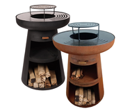 Fournitures de jardin - Barbecue extérieur de 36 pouces en acier Corten, brasero, plancha avec grille pour bûches, pour jardin, patio, piscine