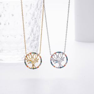 Nouveau collier Arbre de Vie en argent sterling S925 avec CZ colorés, pendentif élégant, bijoux fins pour femmes, cadeau OEM ODM - Product Image 2