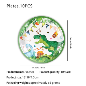 Artículos para Fiesta de Cumpleaños de Dinosaurios, Vajilla Desechable con Diseño de <span class=keywords><strong>Mundo</strong></span> Dinosaurio para Niños, Platos, Servilletas y Vasos para 10 Personas - Product Image 2
