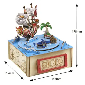 Kotak musik kerajinan kayu berlisensi resmi mainan Puzzle 3D hadiah kotak musik kayu dan kerajinan untuk dewasa