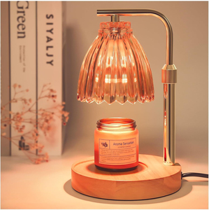 Lampe de table moderne en bois avec abat-jour en verre conique, lumière LED chaude 2700K, commande par interrupteur, réglable, AC E26, pour la décoration de chambre - Product Image 3