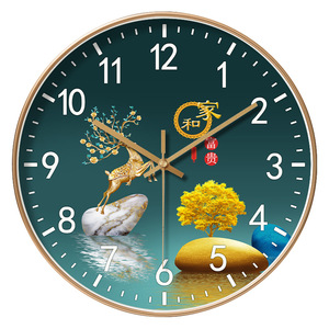 Custom 8 Inch Modern Light Needle Plastic <strong>Wall</strong> <strong>Clock</strong> Still Life Pattern Silent Quartz Luxury Chinese <strong>Living</strong> <strong>Room</strong> - Product Image 1