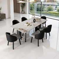 Table à manger rectangulaire moderne de luxe en pierre frittée durable pour la maison, l'appartement, l'hôtel, la villa et la cour