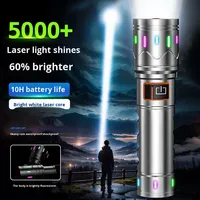 Lampe torche télescopique à zoom en alliage d'aluminium, batterie 18650, portée de 1000 m, 3 modes, IP20, laser, extérieur, domestique, d'urgence