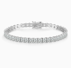 Pulsera de tenis de plata de ley S925 con moissanita, pulsera de cadena con eslabones de moissanita cuadrados totalmente pavimentados para mujer, regalo de joyería para fiesta - Product Image 2
