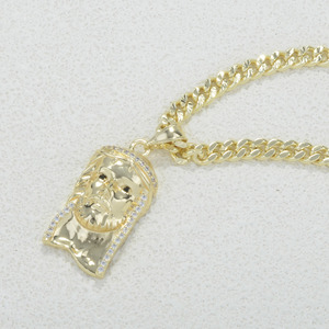 Collar de Moda Hip Hop con Colgante de Jesús Grande Chapado en Oro de 14k con Circonitas Cúbicas, <span class=keywords><strong>Cadena</strong></span> Cubana, para Hombre y Mujer, Venta Directa - Product Image 1