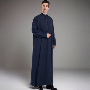 Thobe da uomo in stile Qatar con colletto alla coreana, abito lungo arabo mediorientale, abbigliamento islamico tradizionale da uomo con tasche - Product Image 5