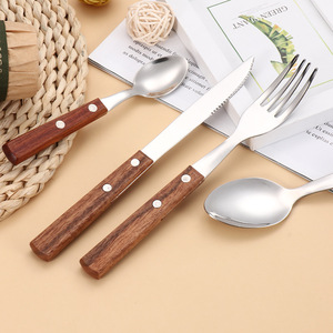 Luxury Rosewood Handle Stainless Steel Flatware <b>Set</b>, 4-Piece Steak Knife Fork Spoon Gift Box for <b>Restaurant</b> Hotel - Product Image 4