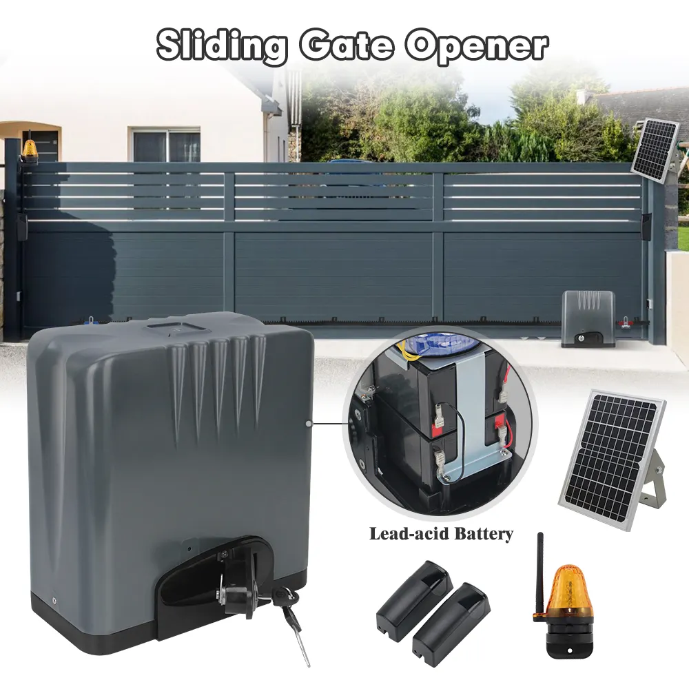 Heavy Duty Slide Gate Motor Automatische Deur Operator Dc 24V 1000Kg Laden Solar Schuifpoort Opener