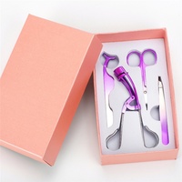 Lot de 4 recourbe-cils en or rose, outils de maquillage personnalisés, applicateur de cils en acier inoxydable, pince à sourcils