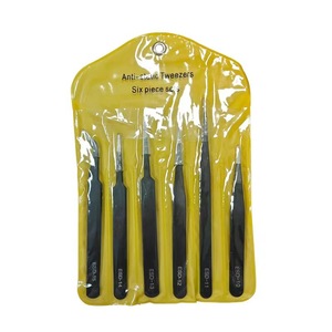 Ensemble de pinces antistatiques, outils de précision ESD en acier inoxydable, 6 pièces, pour l'électronique, l'épilation et la beauté - Product Image 1