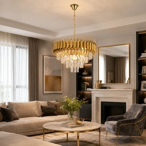 Lámpara de Techo de Cristal Personalizada para Decoración de Restaurantes, Hoteles y Bodas, Lámpara Colgante de Cristal para Sala de Estar - Product Image 1