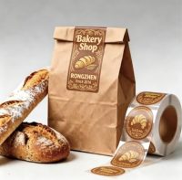 Étiquette autocollante de sécurité inviolable en rouleau pour sacs en papier kraft, boîtes à sandwich, gâteaux, pain, aliments à emporter, pour boulangerie