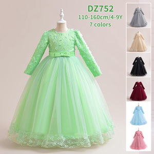 MQATZ Nuevo Vestido Elegante de Princesa <span class=keywords><strong>para</strong></span> Niñas, Vestido Floral de Manga Larga <span class=keywords><strong>para</strong></span> Bodas, <span class=keywords><strong>Fiestas</strong></span> de Cumpleaños, Diseño ODM - Product Image 6