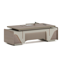 Bureau modulaire en bois moderne et écologique de niveau E1 avec tiroir à dossiers, grande table de travail de 3,2 m x 2,2 m pour bureau commercial