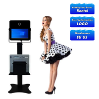 Vente flash : Photobooth 15,6 pouces avec mini PC, éclairage LED pour selfies, cadre pour fête, entrepôt UE/USA