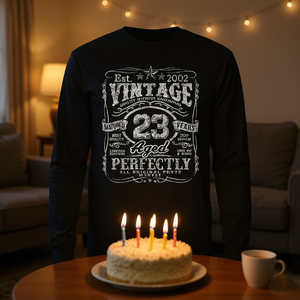 Camiseta vintage de manga larga para el 23º cumpleaños de 2002, edición limitada, diseño perfectamente envejecido - Product Image 3