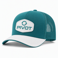 Casquettes de camionneur ajustables unisexe à profil haut en maille turquoise avec logo personnalisé pour le cyclisme sportif en extérieur et les activités de plein air, faible MOQ
