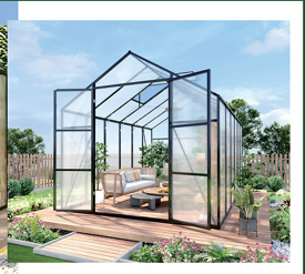 Serre <span class=keywords><strong>de</strong></span> jardin 8x10 pieds, serre en polycarbonate, serre à structure en aluminium avec protection UV pour le jardin - Product Image 2