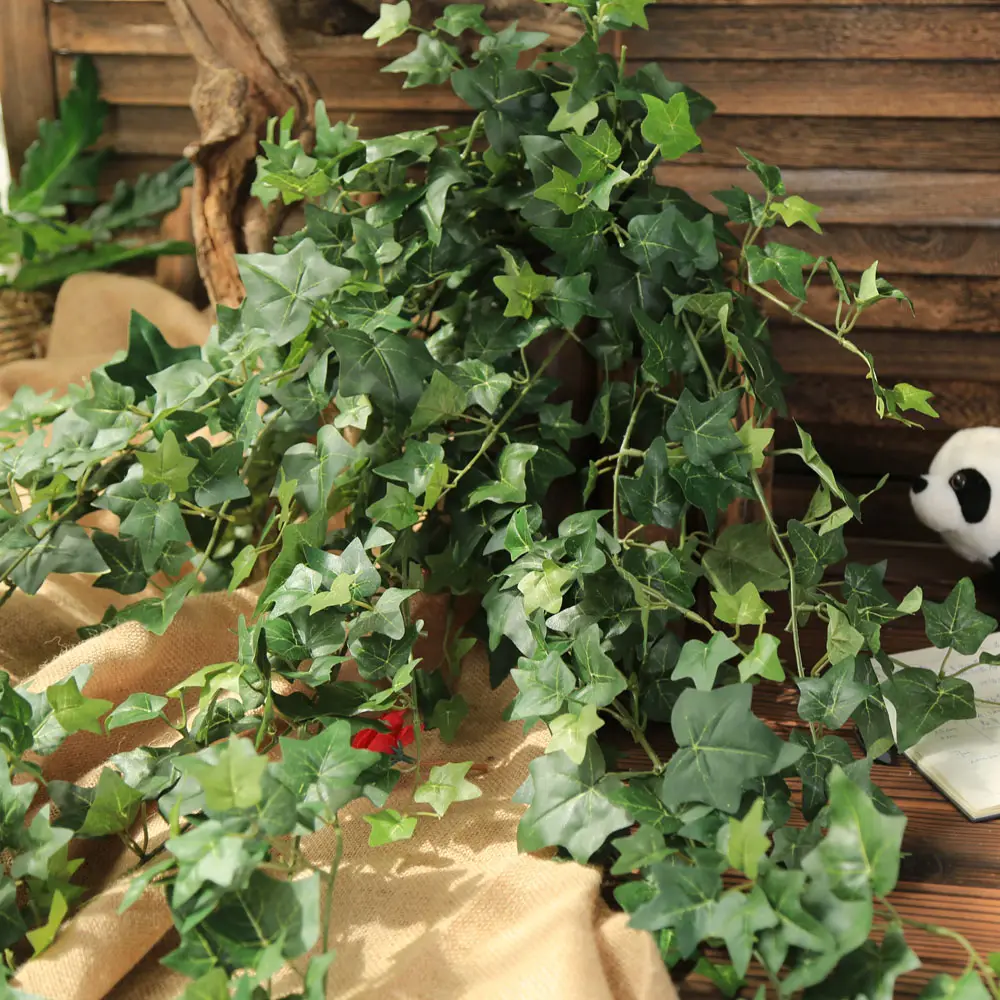 Venta al por mayor de alta calidad vid plantas planta verde dejar hiedra Artificial vides para colgando de la pared Decoración