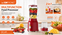 Blender électrique Cntronic 2 en 1, 600 W, 2 vitesses, 1,6 L, blender de cuisine, blender électrique, mixeur pour fruits, smoothies, aliments, légumes
