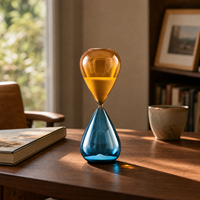 Sablier à cadre en bois, sablier en verre rouge en forme de cerise, ornement en verre, minuteur, cadeau de Noël, décoration de bureau.